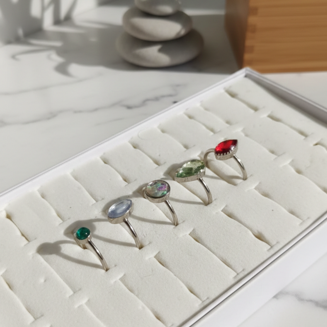 Gümüş Renk 5'li Çelik Yüzük Set